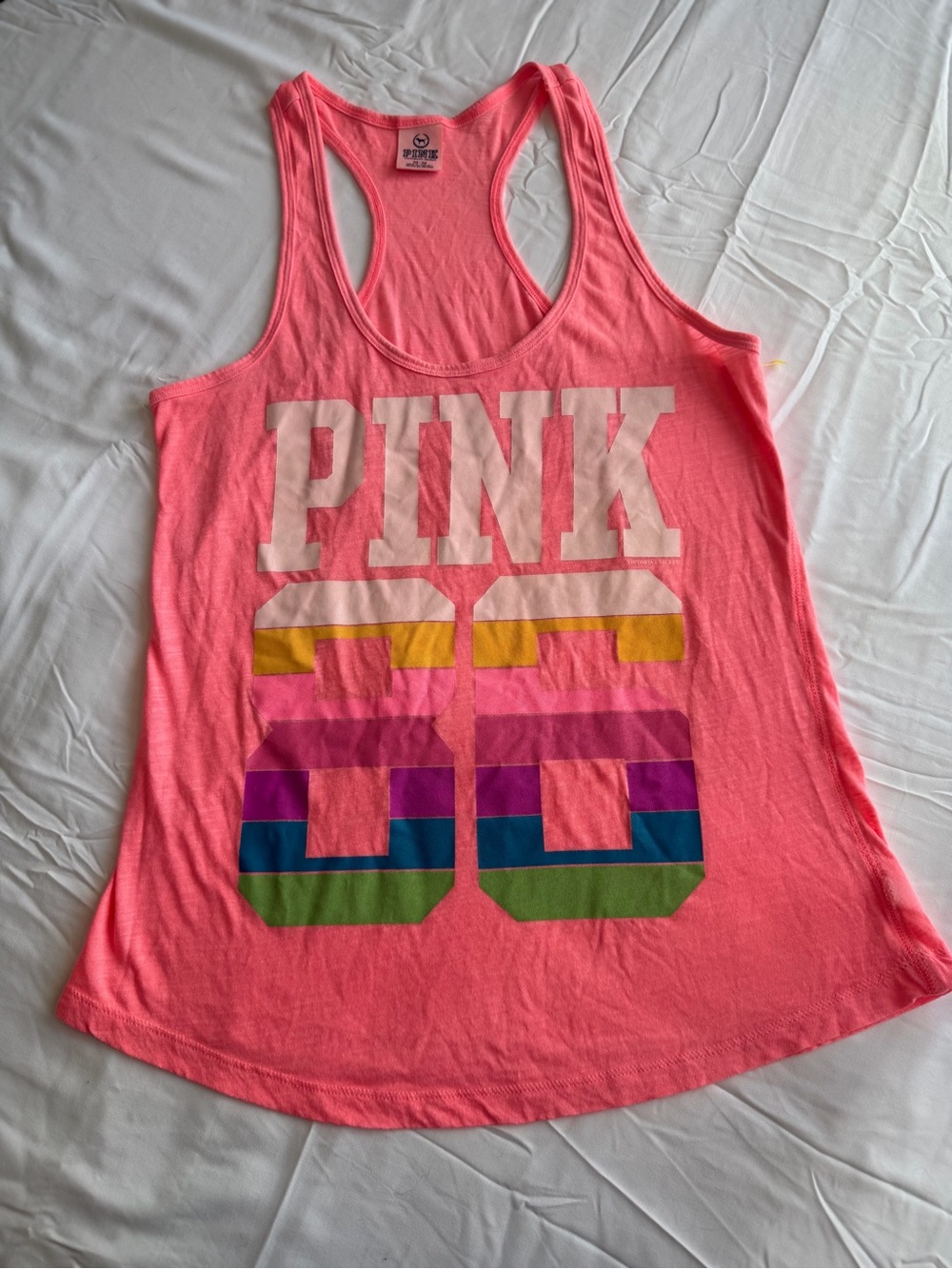 PINK Victoria's Secret size M Coral Racerback 2011 Y2K Tank Top